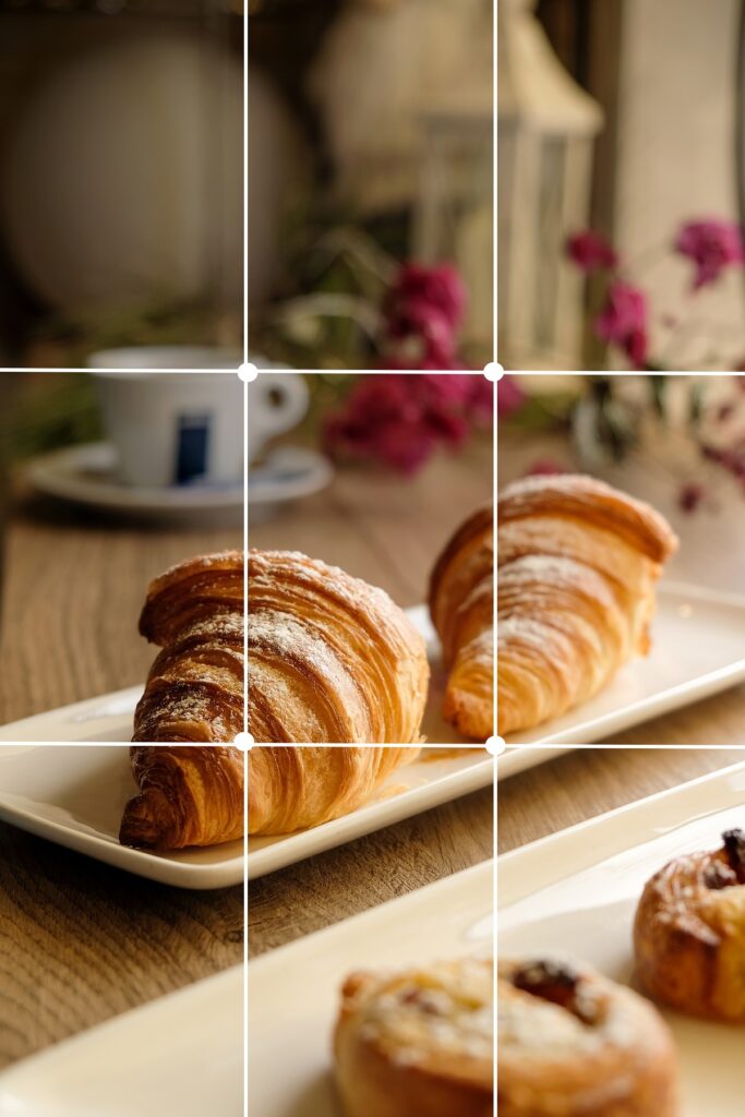 coffe and croissants food photography