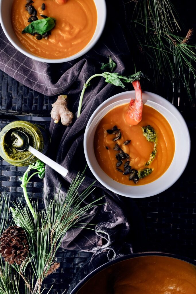 pumpkin soup food photography