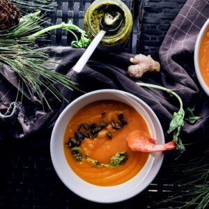 pumpkin soup food photography